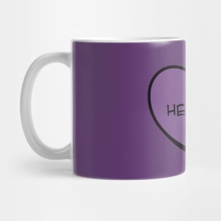 Pronoun He/Him Conversation Heart in Purple Mug